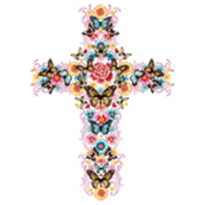 CROSS WITH FLOWERS AND BUTTERFLIES