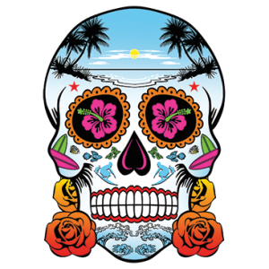 NEON SKULL WITH ROSES