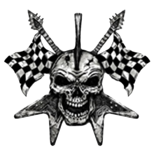 SKULL WITH RACING FLAGS