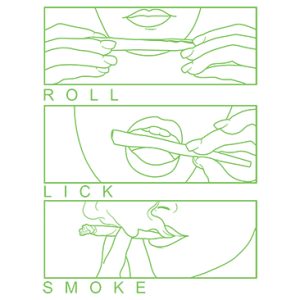 ROLL LICK SMOKE GREEN LINE ART