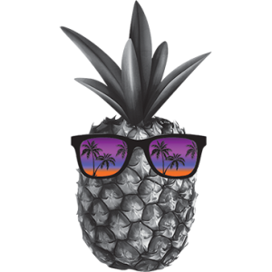 BW PINEAPPLE WITH SUN GLASSES