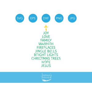 Christmas Tree Words Cut File