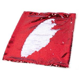 REVERSIBLE RED AND WHITE SEQUIN PILLOW
